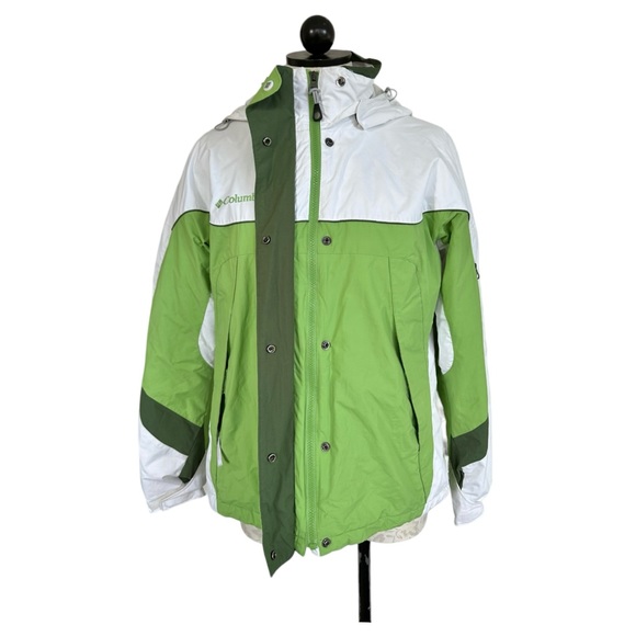 Columbia Women’s Winter Hooded Jacket Waterproof  Green & White Size Medium - Picture 2 of 16